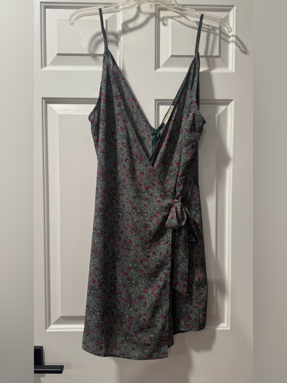 Le Lis blue grey Floral Wrap Slip Romper with Tie